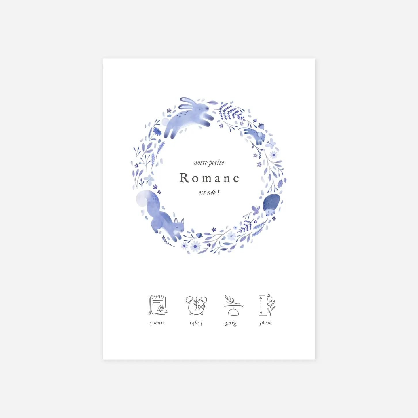 Faire-part naissance Comptine des animaux