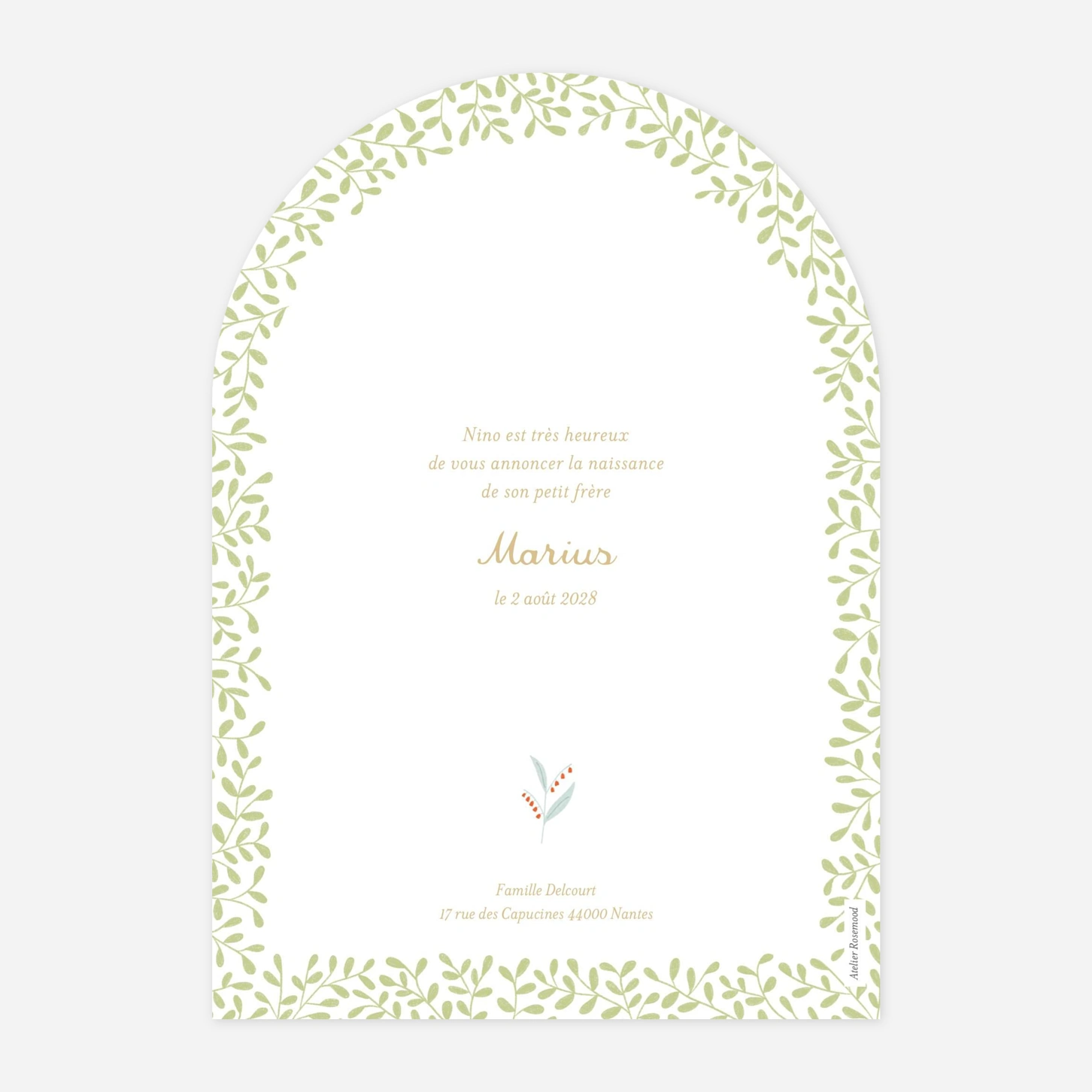 Faire-part naissance Le cottage des animaux