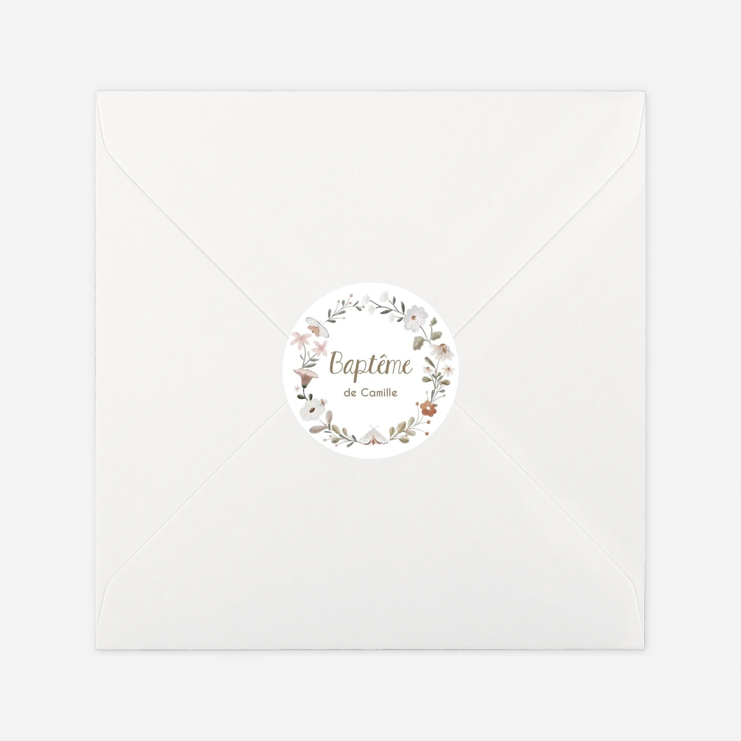 Stickers pour enveloppes baptême Douce clairière