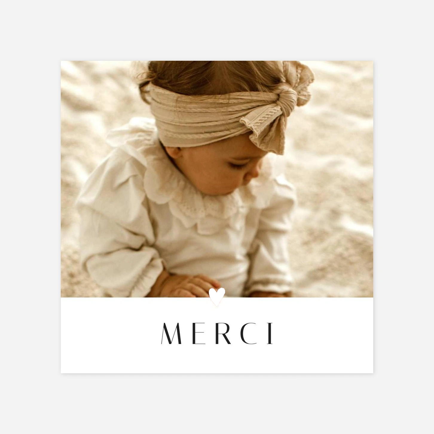 Carte remerciement baptême Merci cœur d'or