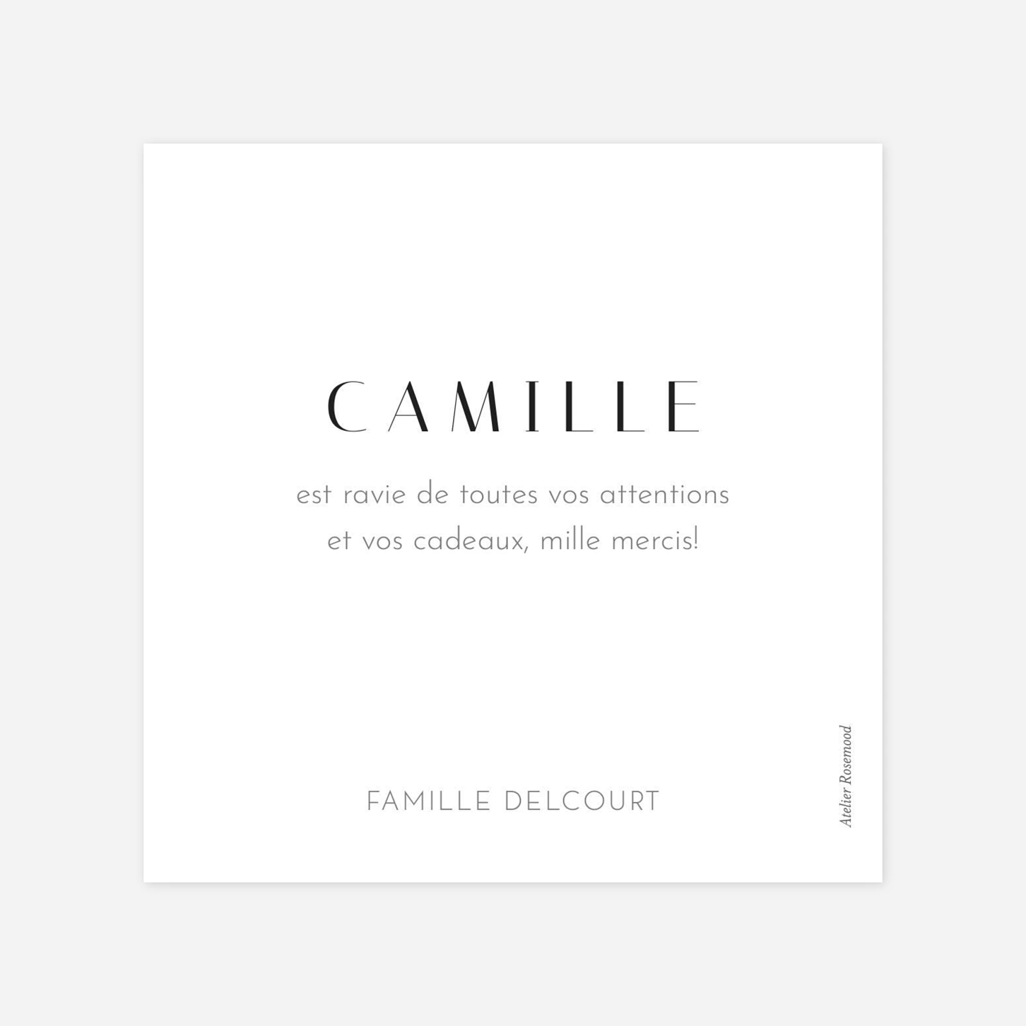 Carte remerciement baptême Merci cœur d'or
