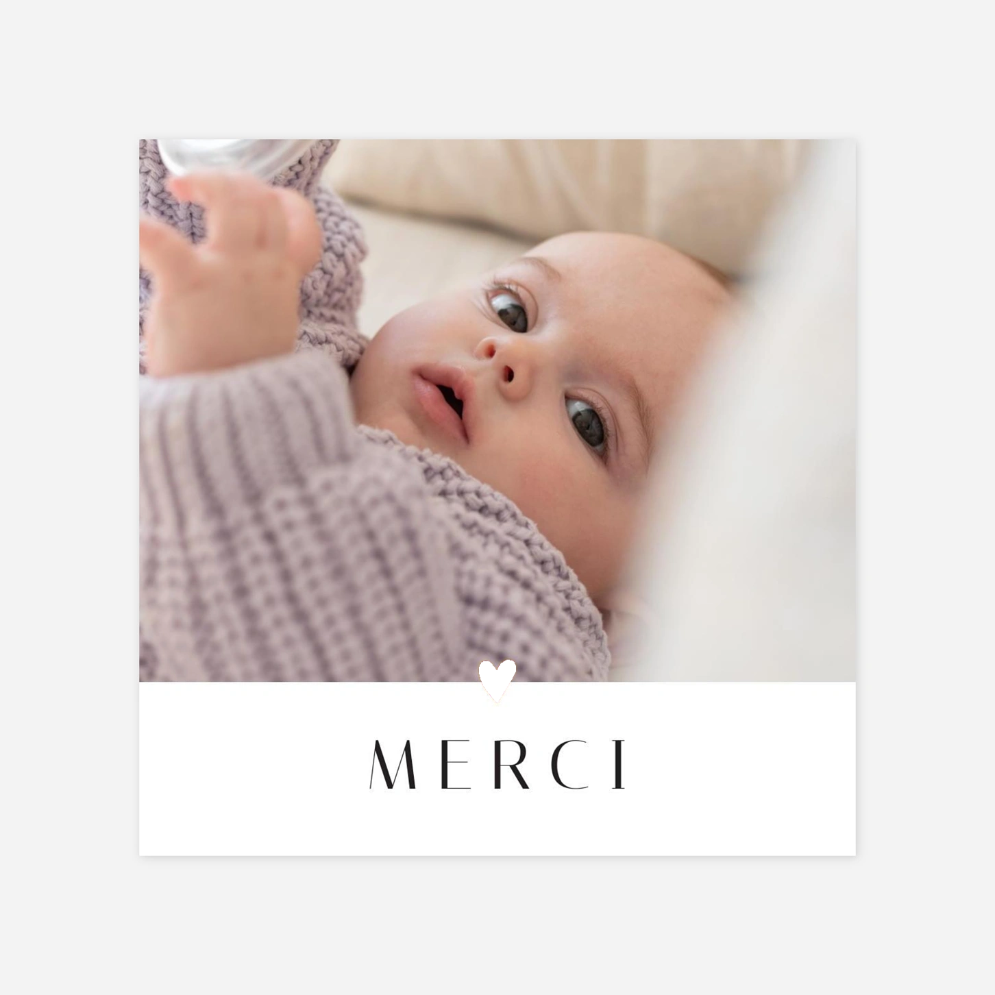 Carte remerciement naissance Merci cœur d'or