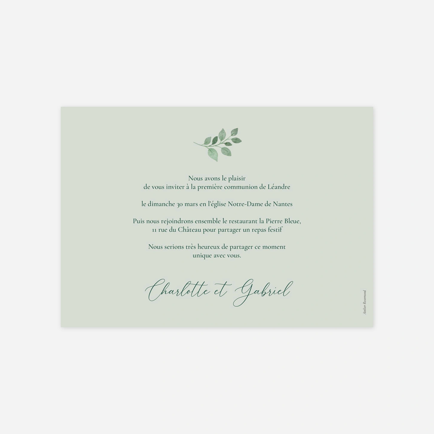 Invitation communion Délicats rameaux