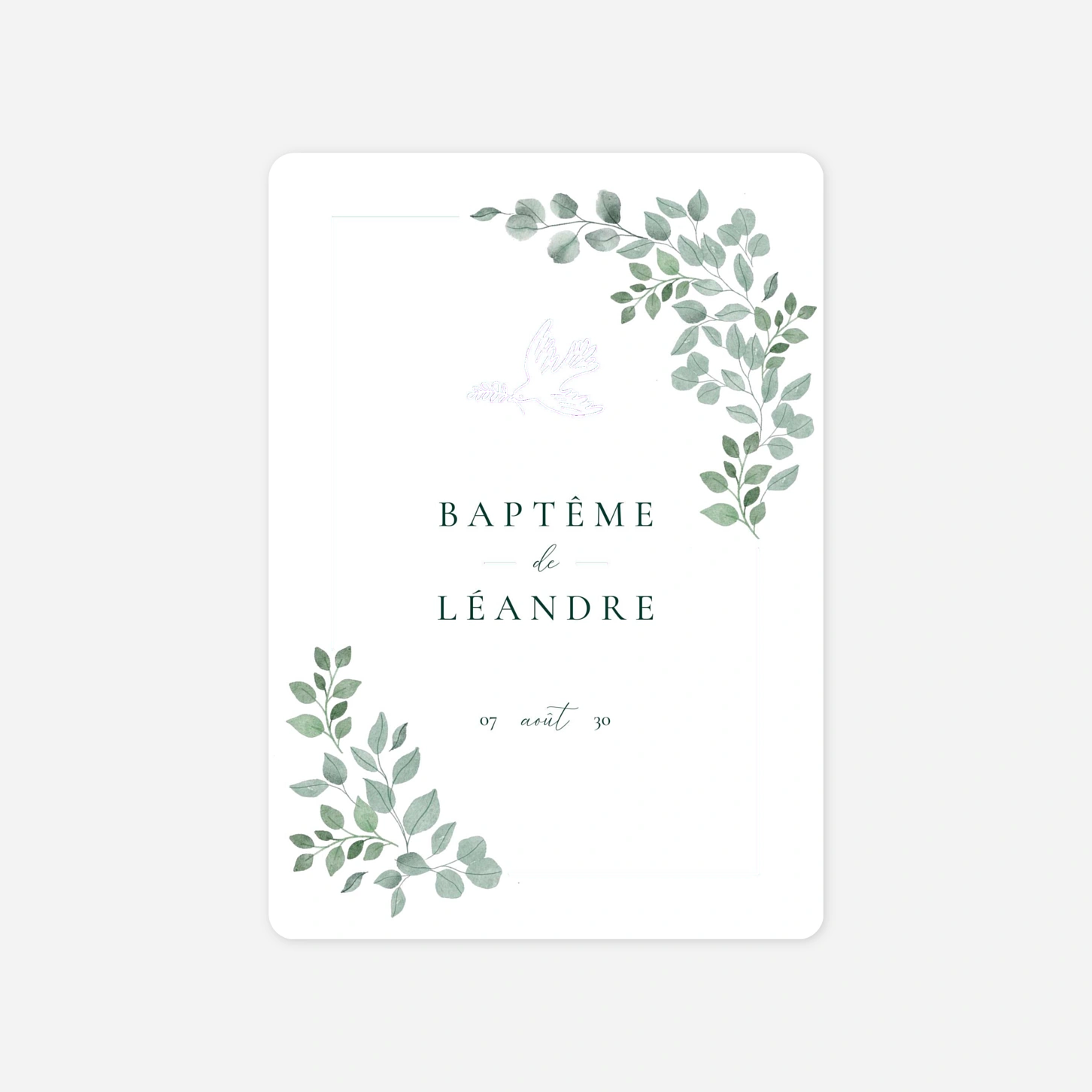Faire-part baptême Délicats rameaux