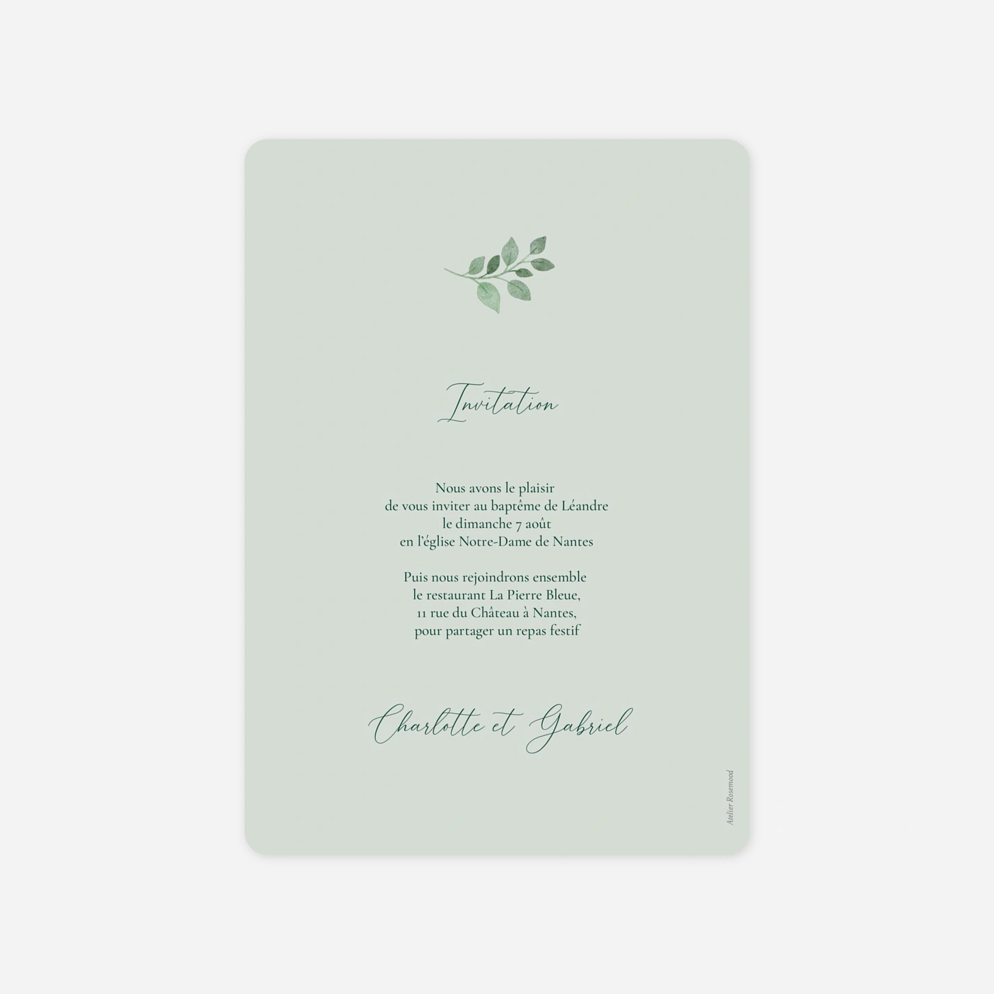 Faire-part baptême Délicats rameaux