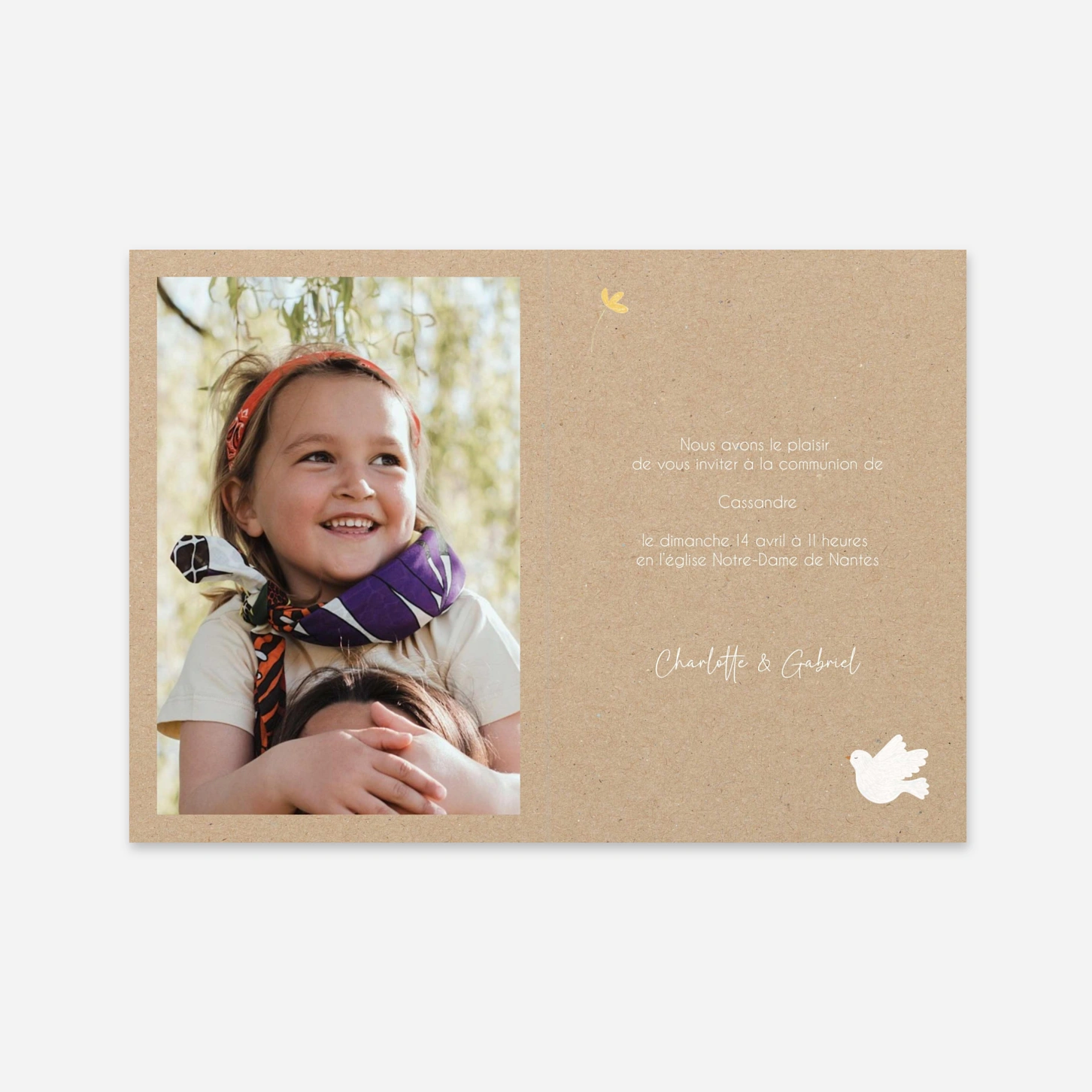 Invitation communion Colombe étoilée