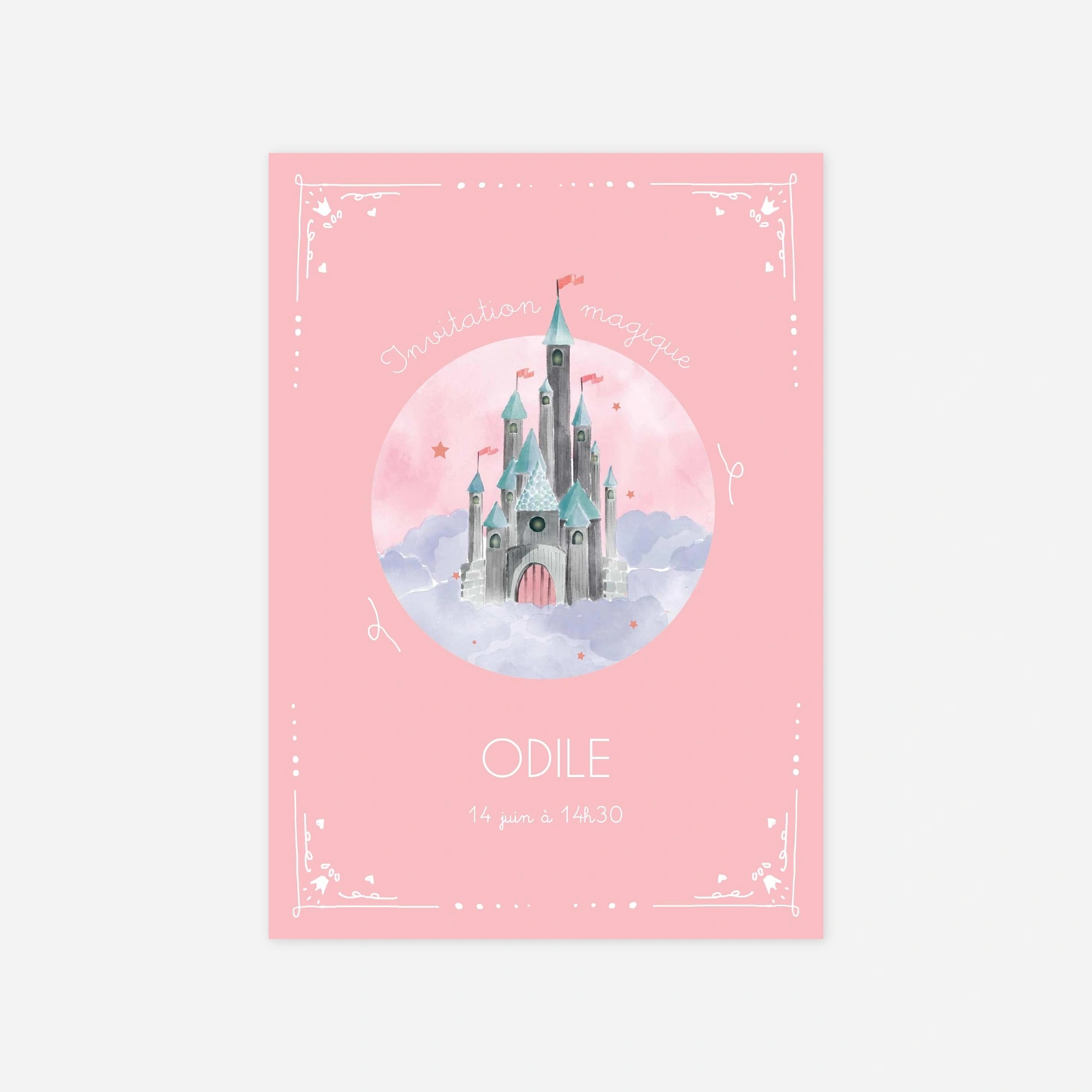 invitation anniversaire enfant Château enchanté