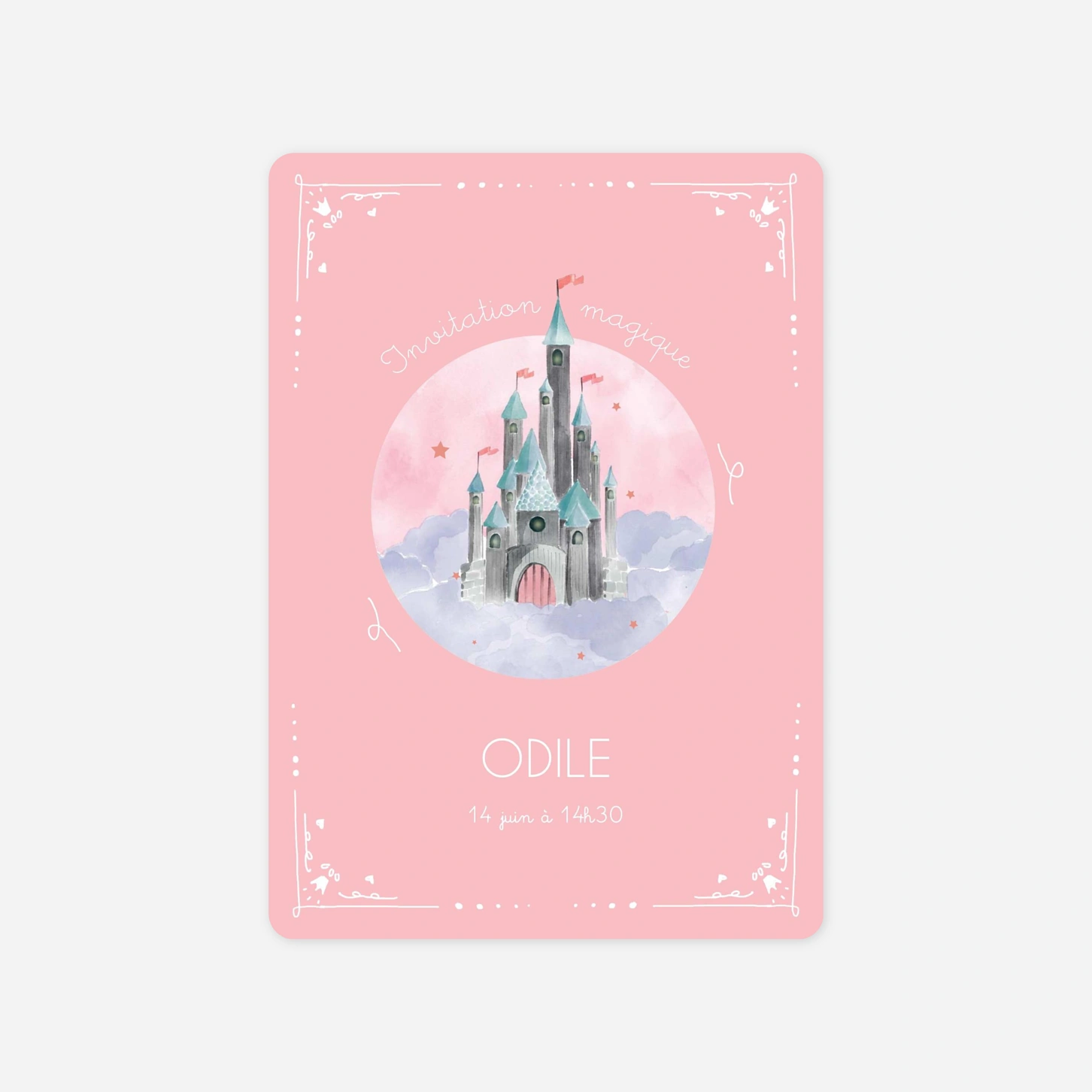 invitation anniversaire enfant Château enchanté