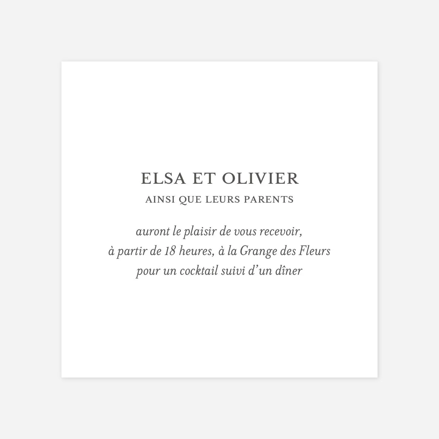 Carton d'invitation Chic