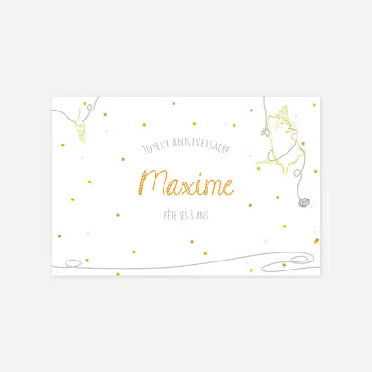 invitation anniversaire enfant Chat perché