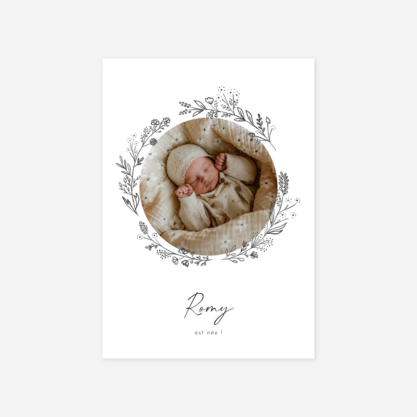 Faire-part naissance Couronne de brindilles