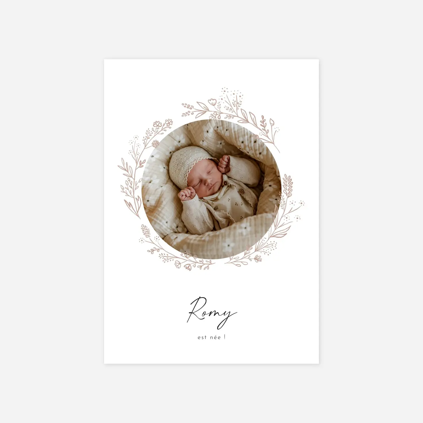 Faire-part naissance Couronne de brindilles