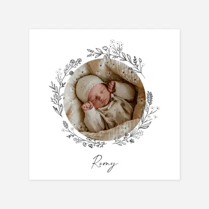 Faire-part naissance Couronne de brindilles