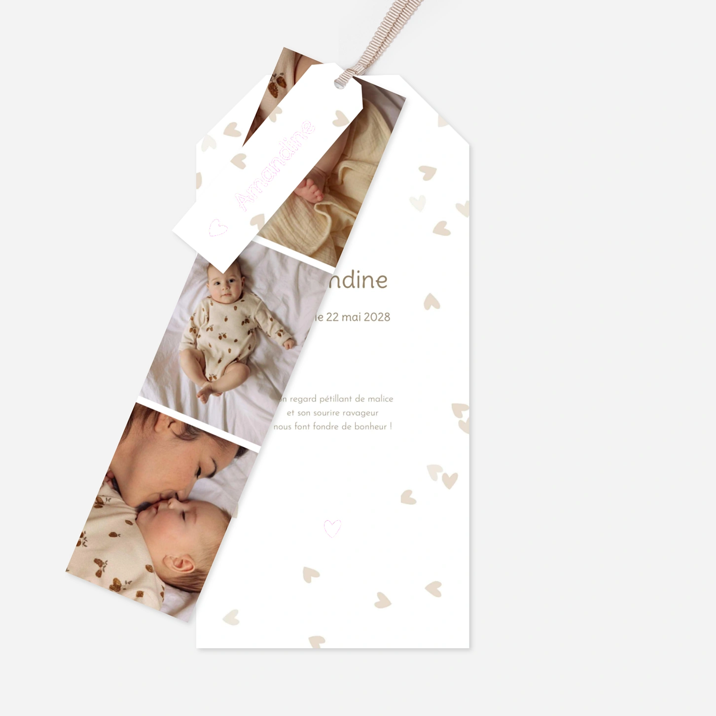 Faire-part naissance Cœurs confettis