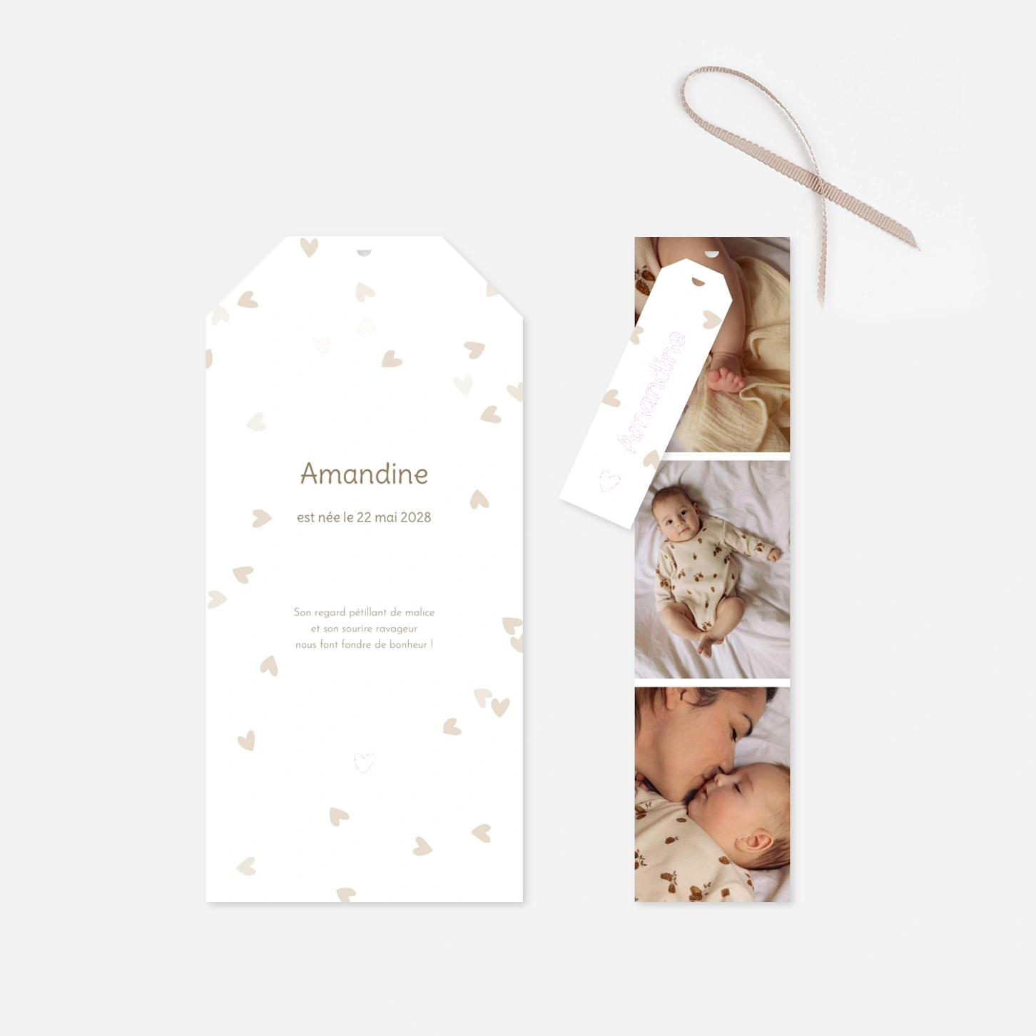 Faire-part naissance Cœurs confettis