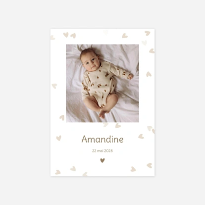 Faire-part naissance Cœurs confettis