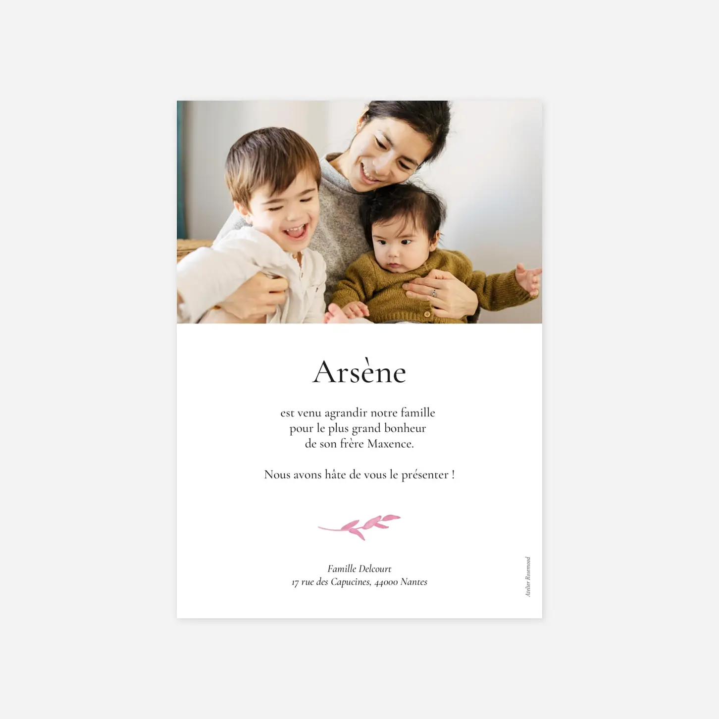 Faire-part naissance Couronne d'eucalyptus