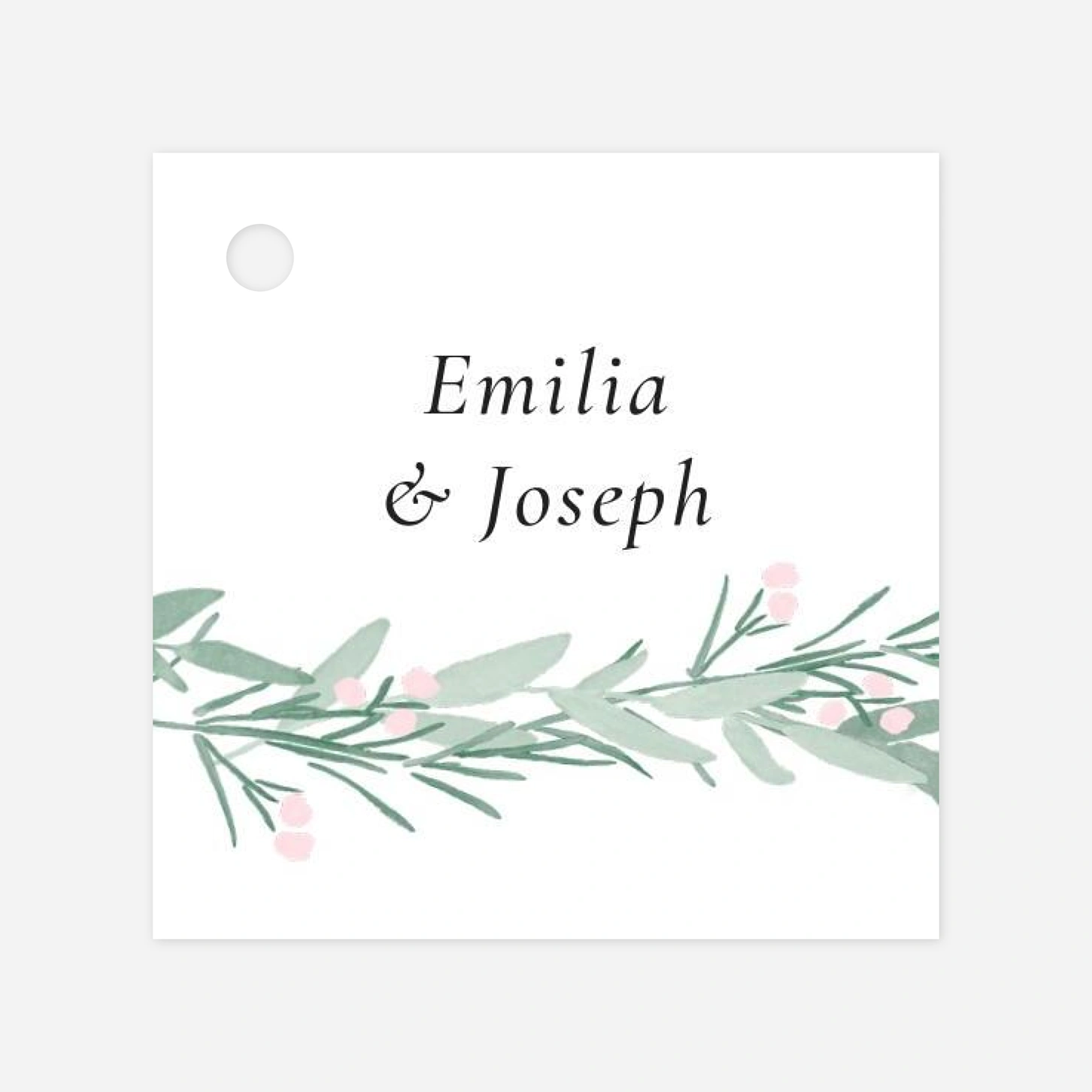 Etiquette perforée mariage Couronne d'eucalyptus