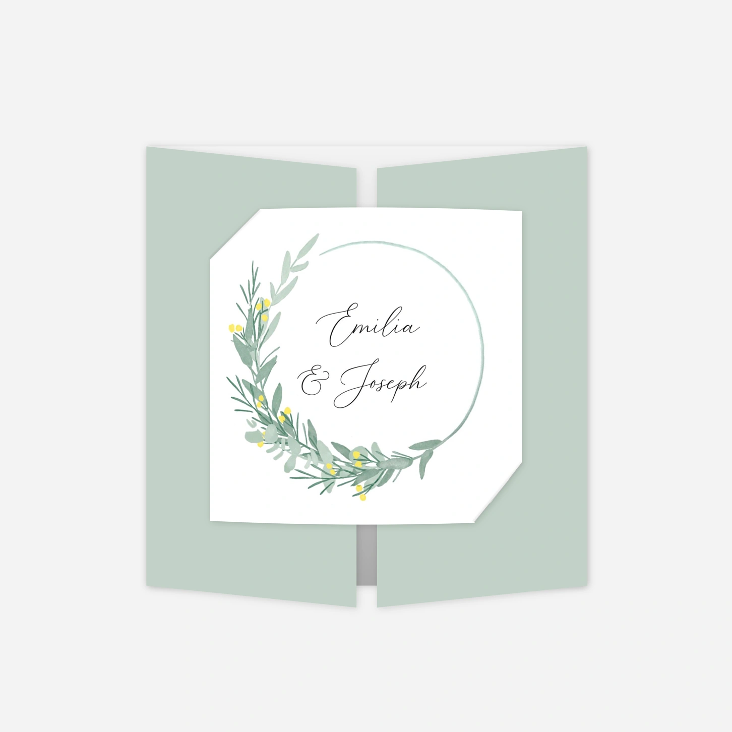 Faire-part mariage Couronne d'eucalyptus