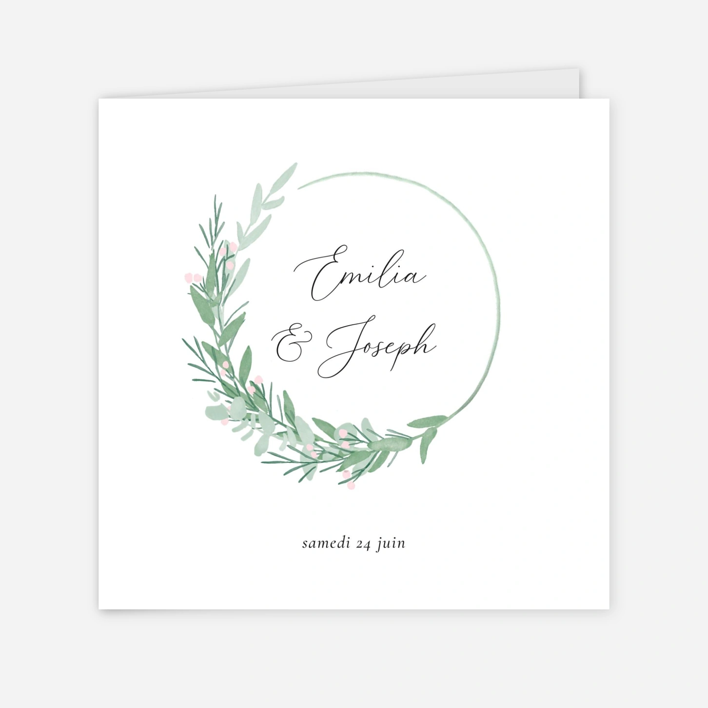 Faire-part mariage Couronne d'eucalyptus
