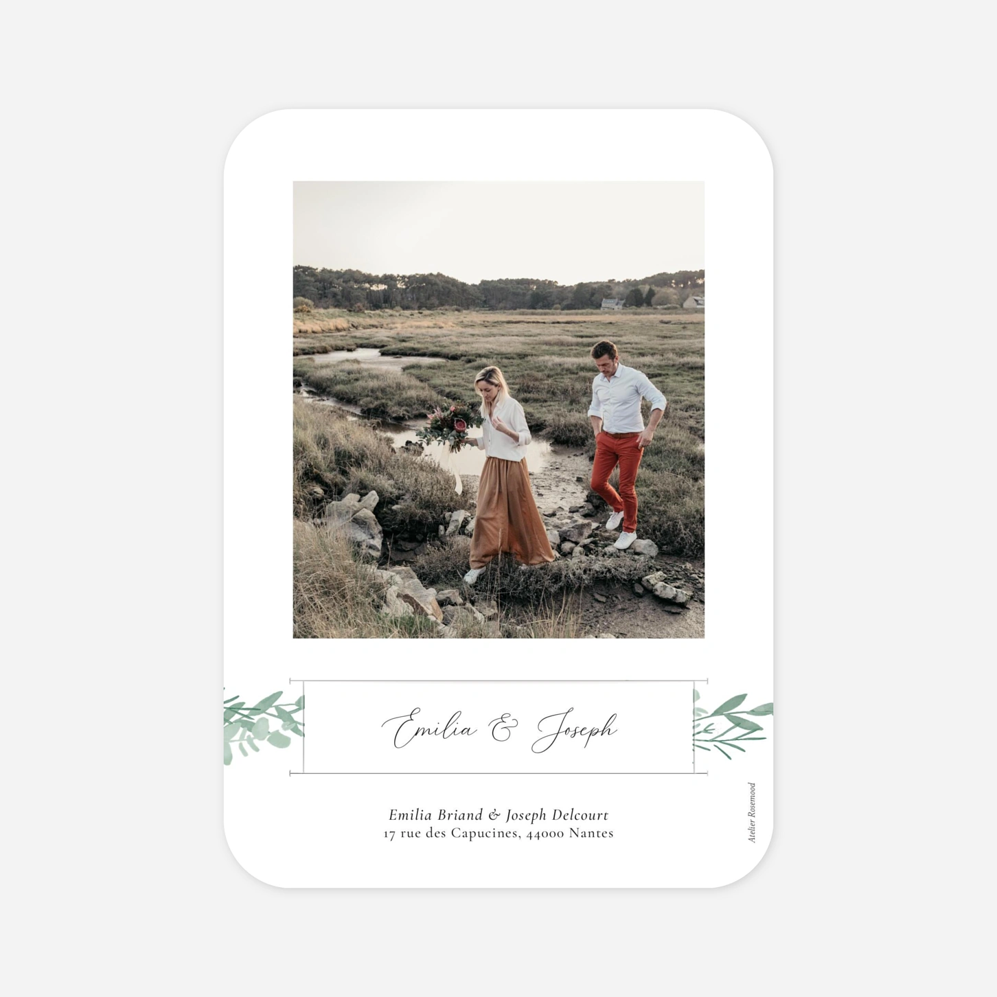 Faire-part mariage Couronne d'eucalyptus