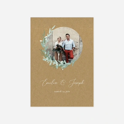 Faire-part mariage Couronne d'eucalyptus