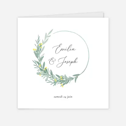 Faire-part de mariage Couronne d'eucalyptus