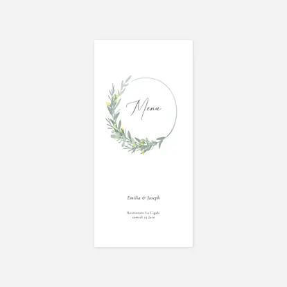 Menu Mariage Couronne d'eucalyptus