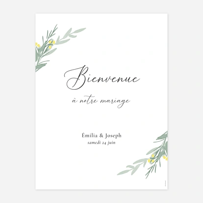 Affiche bienvenue mariage Couronne d'eucalyptus