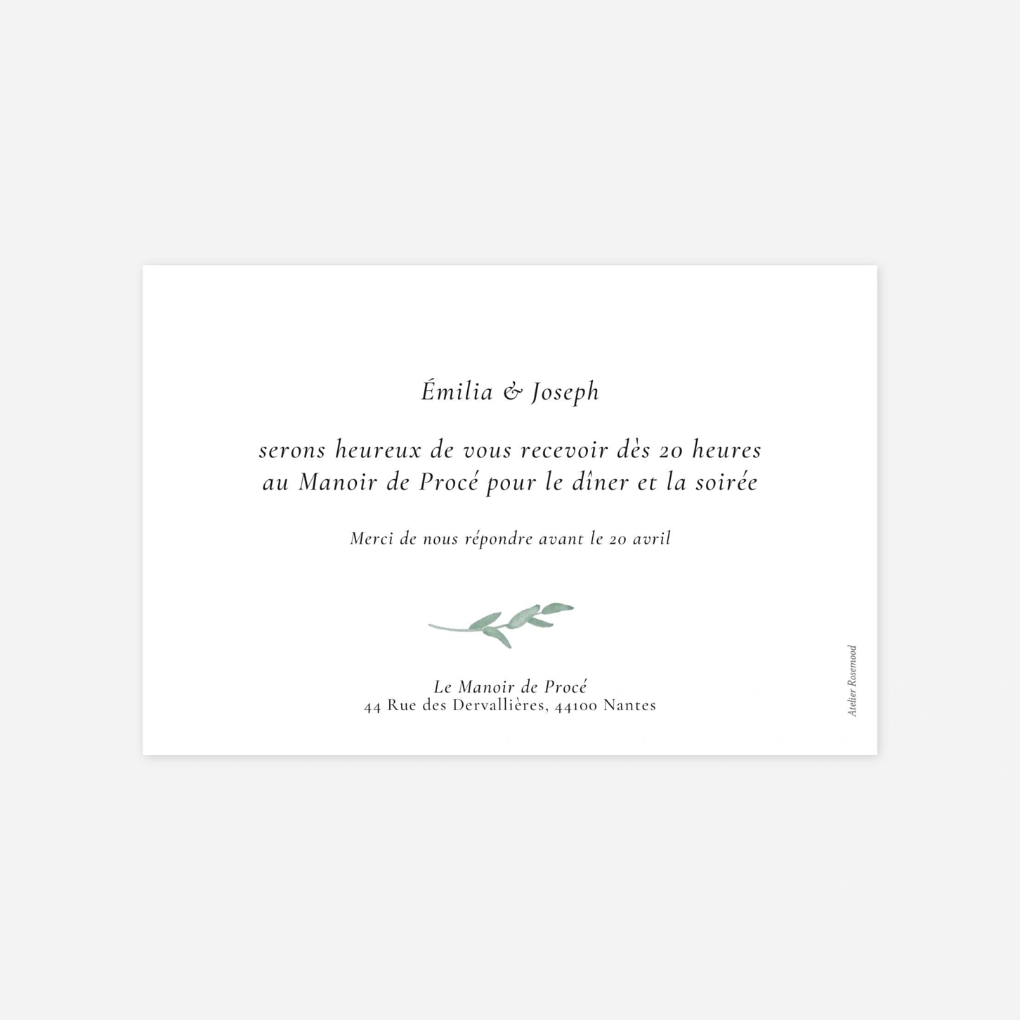 Carton d'invitation Couronne d'eucalyptus