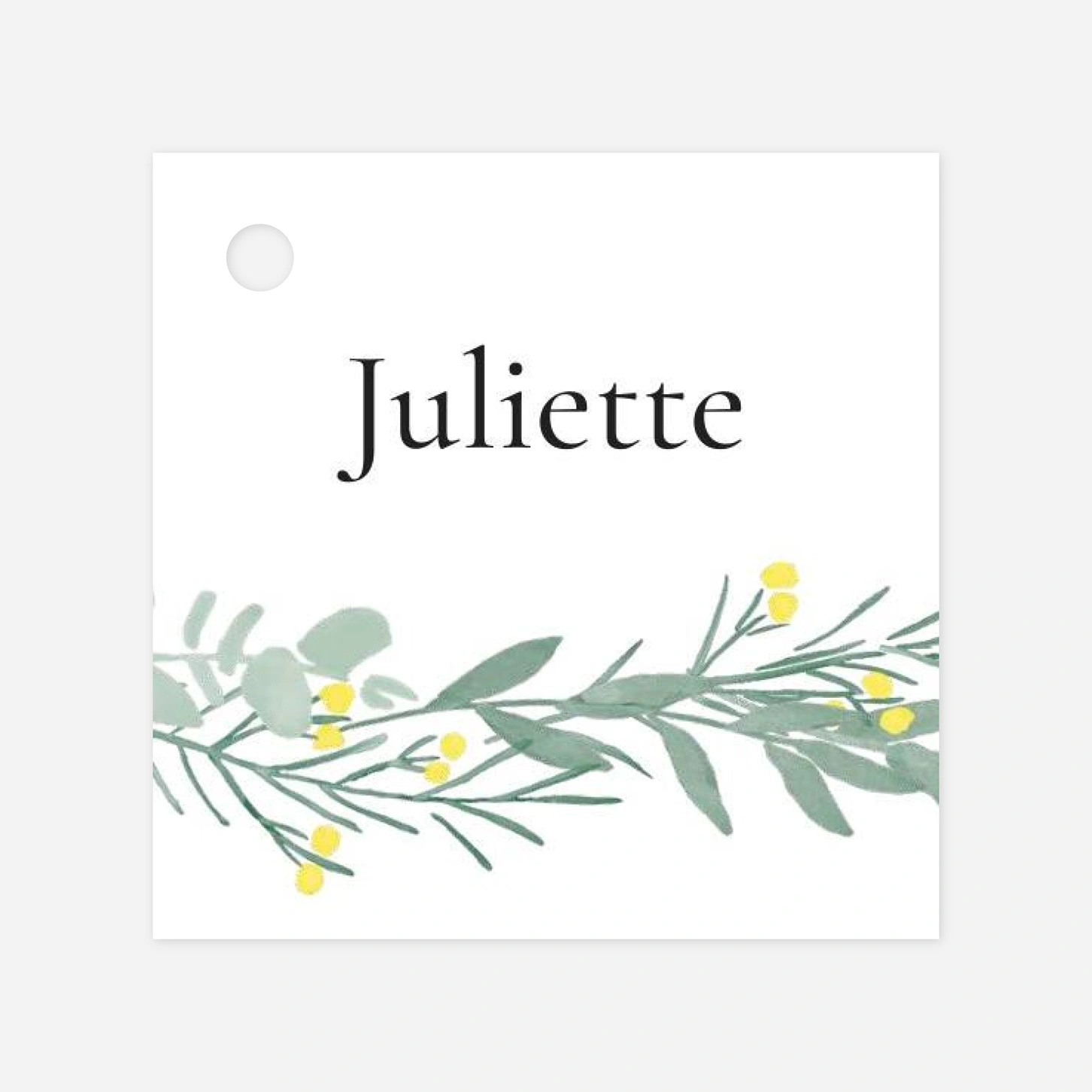 Etiquette perforée baptême Couronne d'eucalyptus