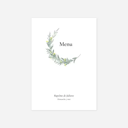 Menu baptême Couronne d'eucalyptus