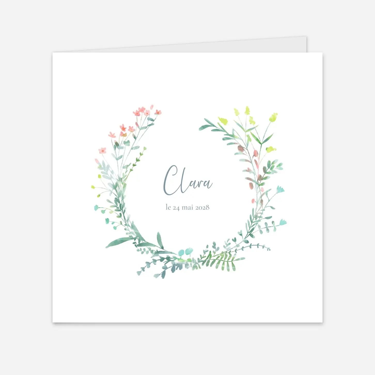 Faire-part naissance Couronne florale