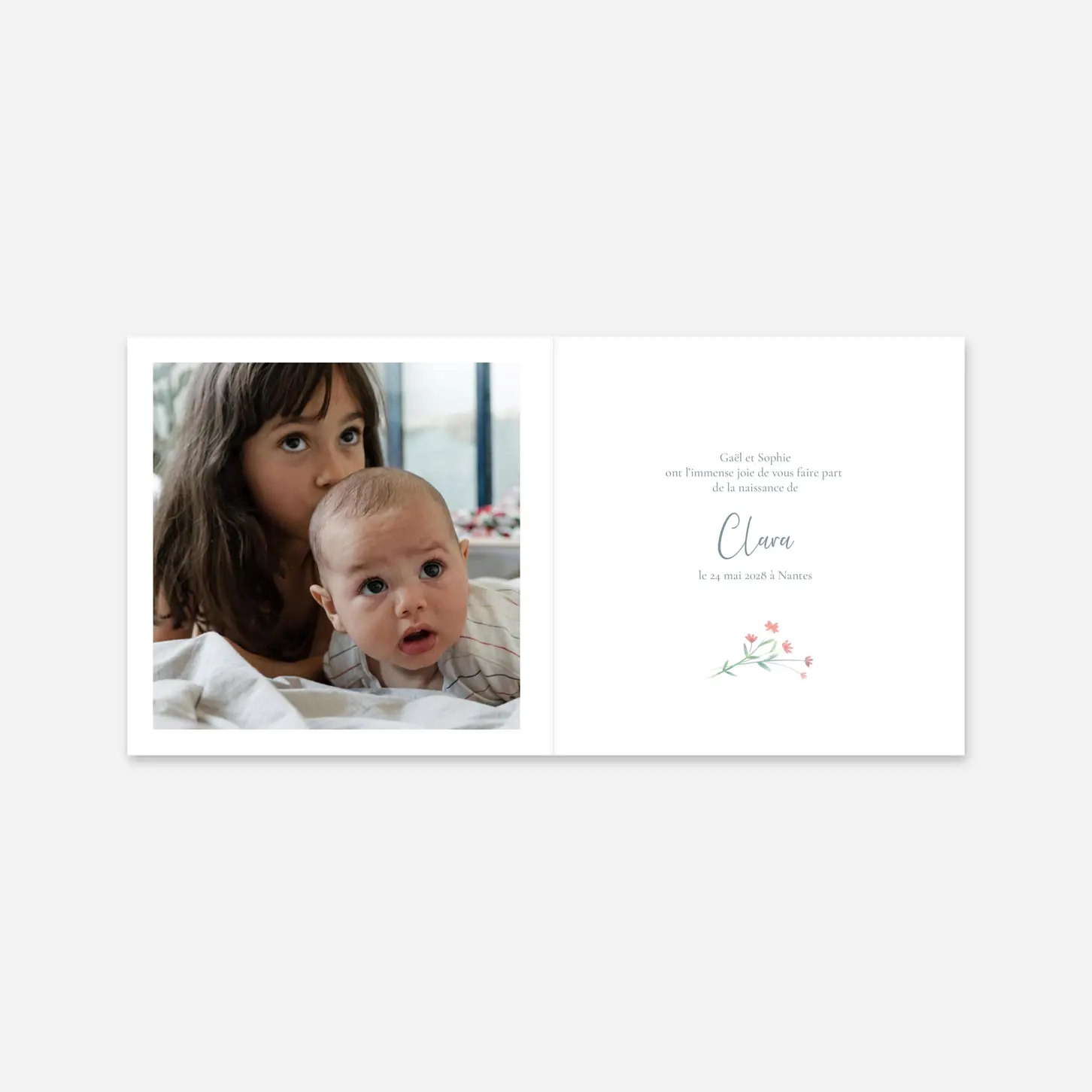 Faire-part naissance Couronne florale
