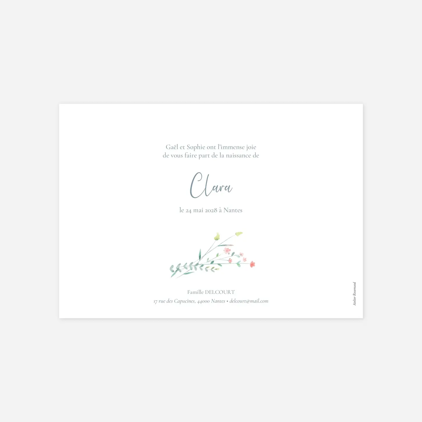 Faire-part naissance Couronne florale