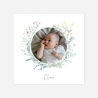 Faire-part naissance Couronne florale