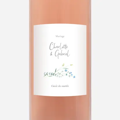 Étiquette bouteille Couronne florale