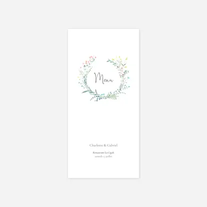 Menu mariage Couronne florale