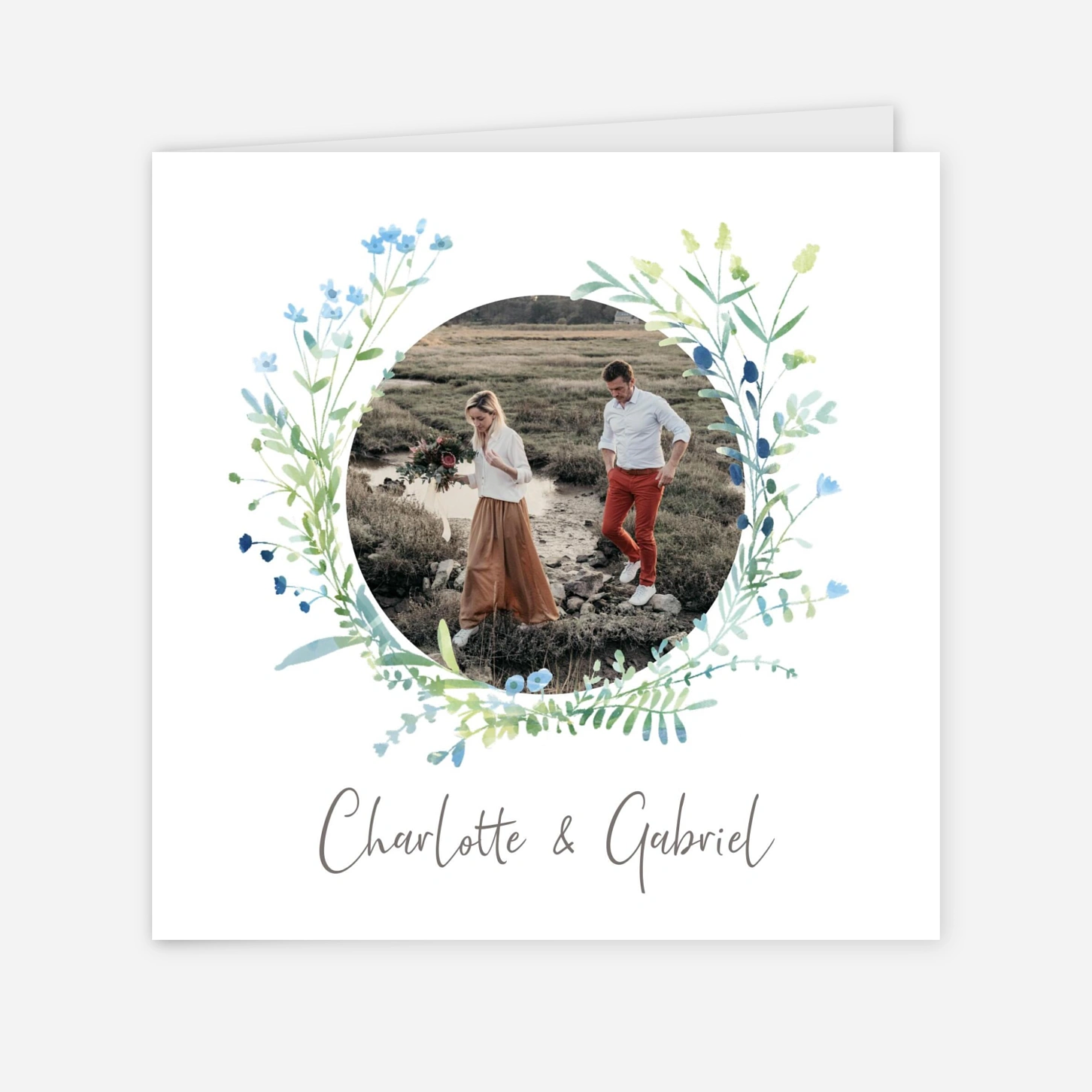 Faire-part mariage Couronne florale photo