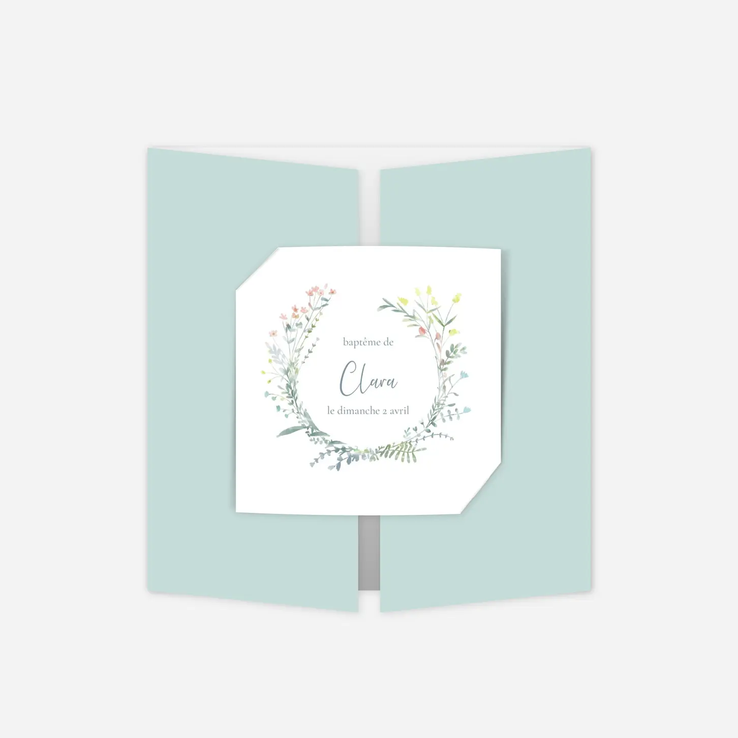 Faire-part baptême Couronne florale II