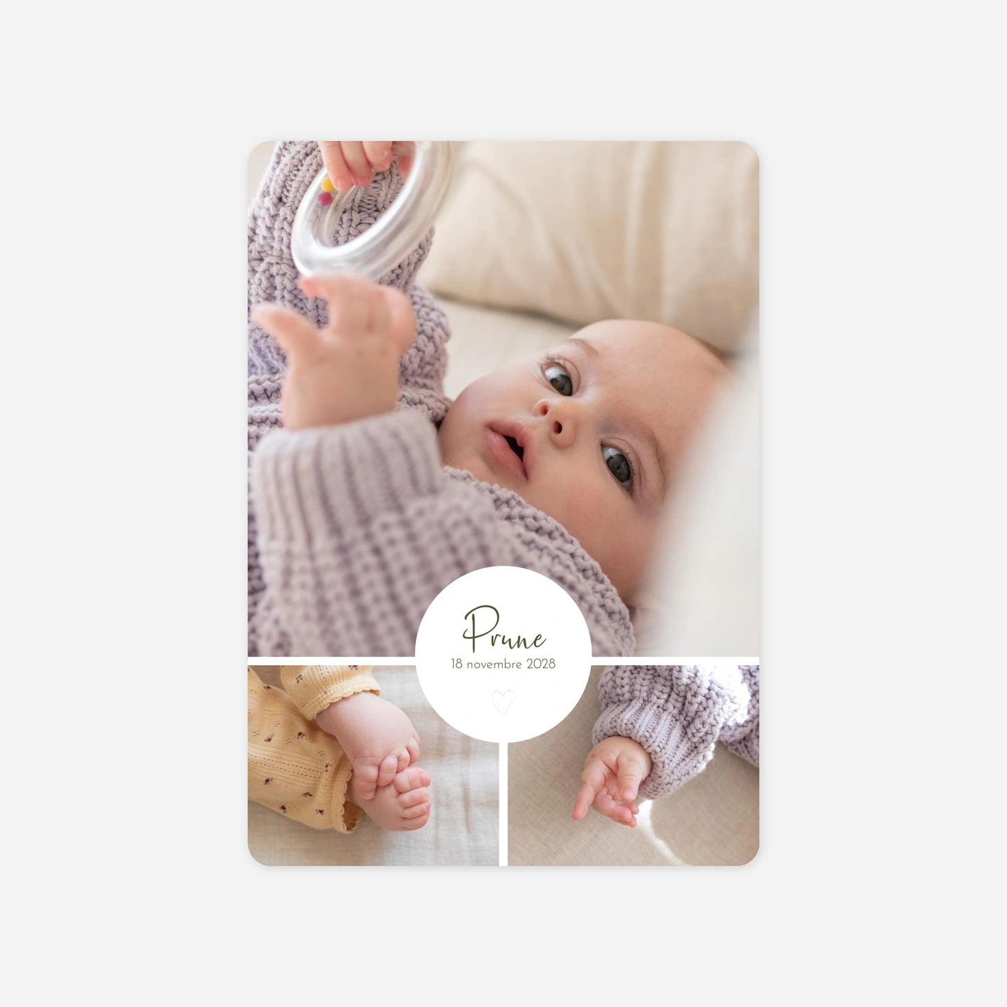 Faire-part naissance Coeur Médaillon