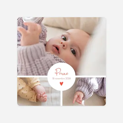 Faire-part de naissance Cœur médaillon