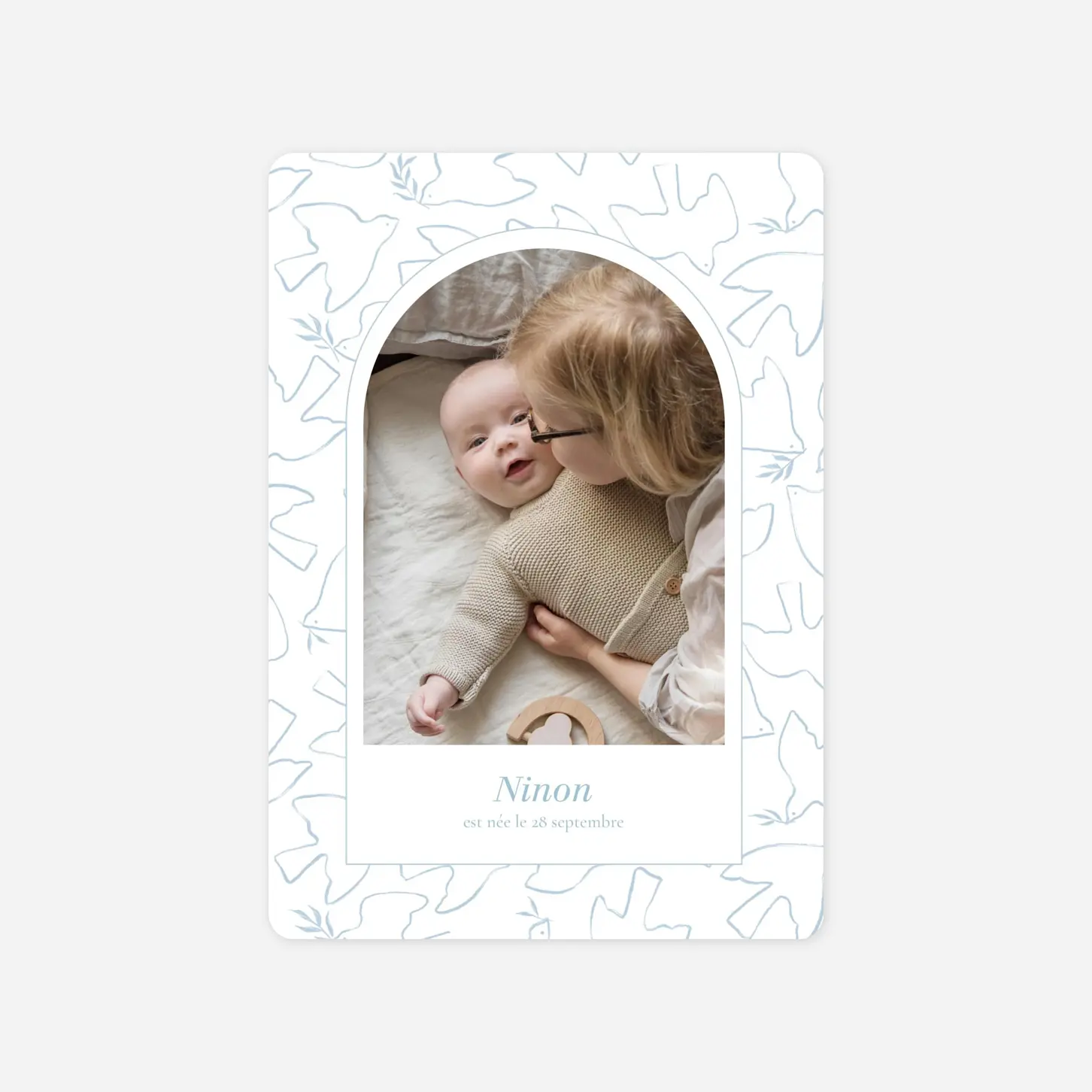 Faire-part naissance Colombe minimaliste