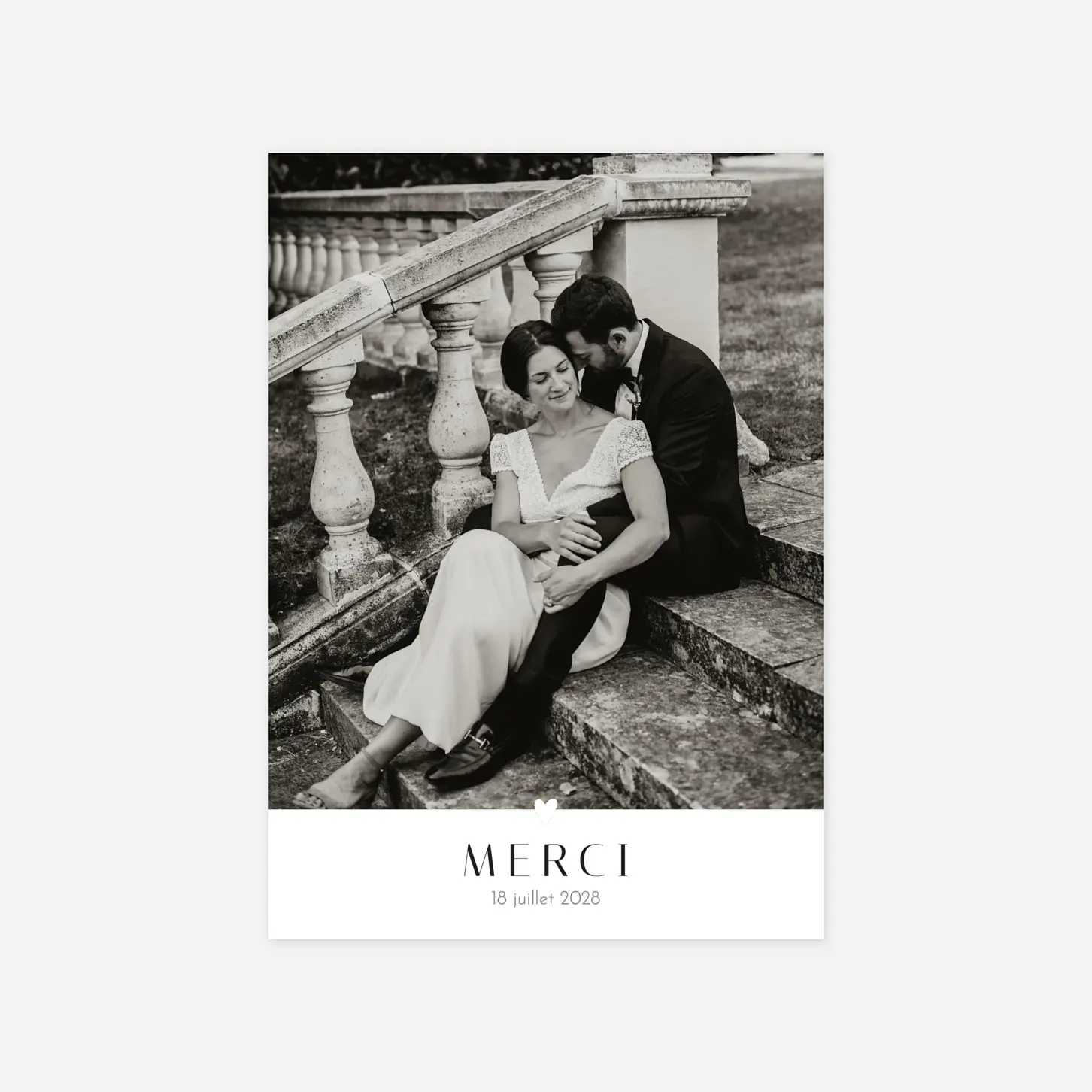 Carte de remerciements Cœur d'or