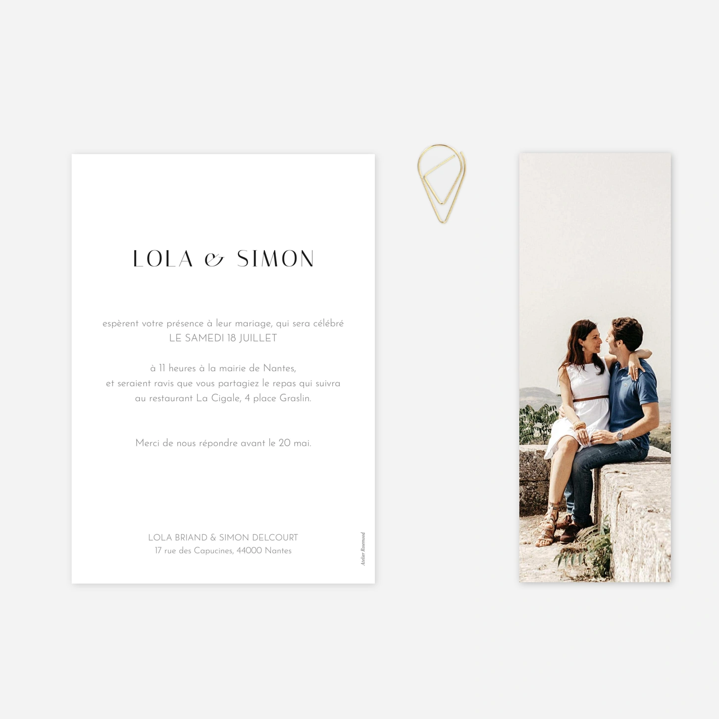 Faire-part mariage Cœur d'or