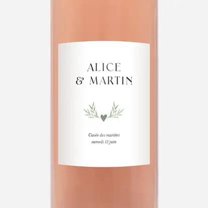 Étiquette bouteille Cœur végétal
