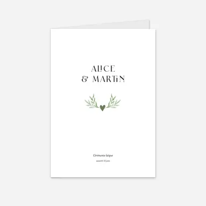 Livret de messe mariage Cœur végétal