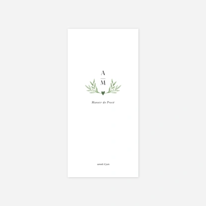 Menu mariage Cœur végétal