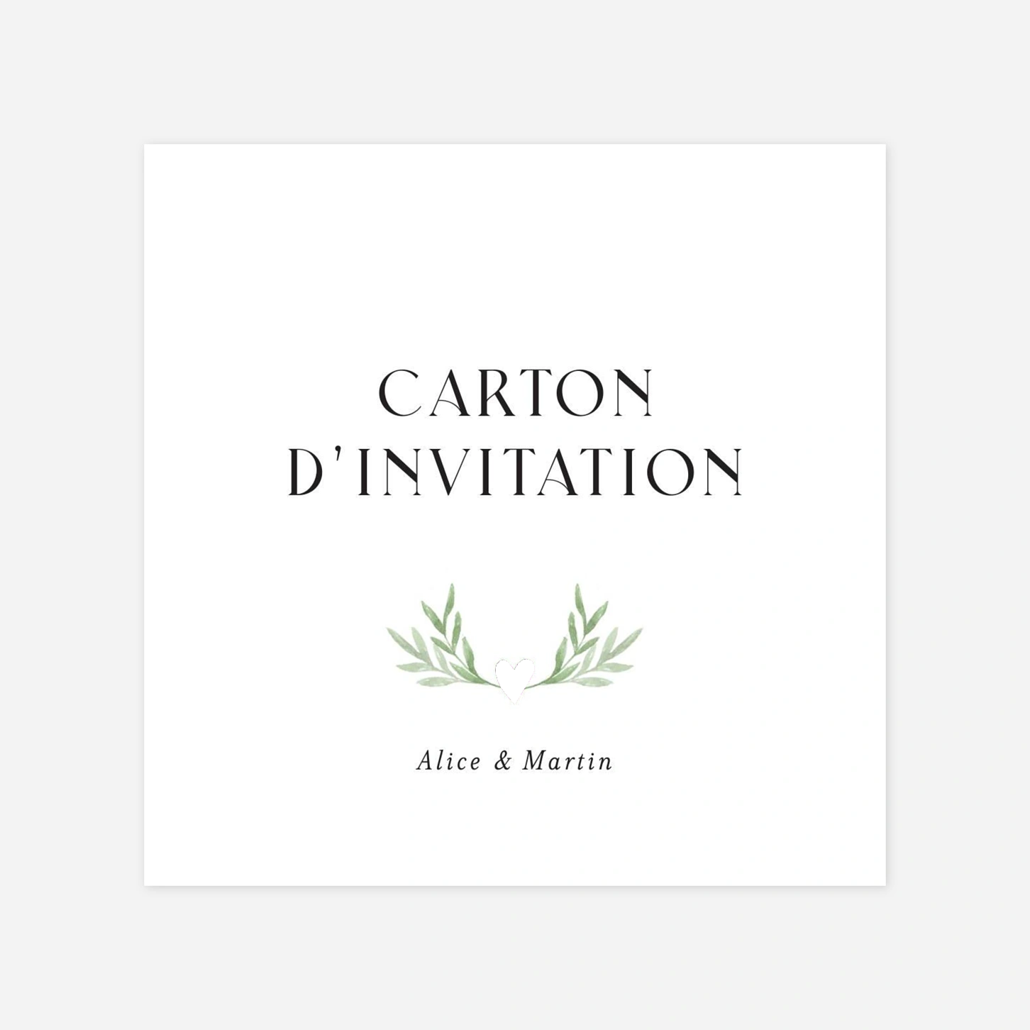 Carton d'invitation Cœur végétal