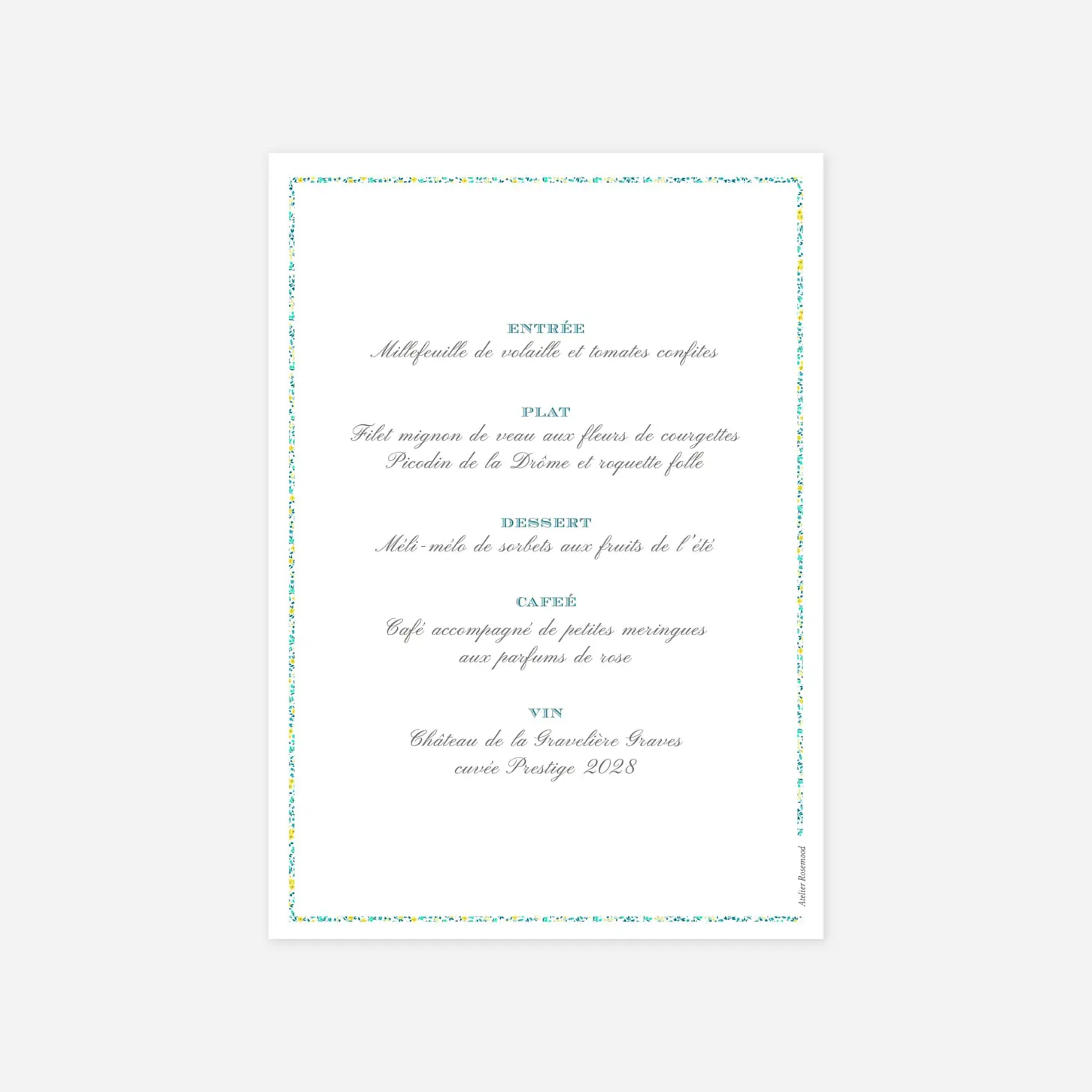 Menu baptême Croix Liberty